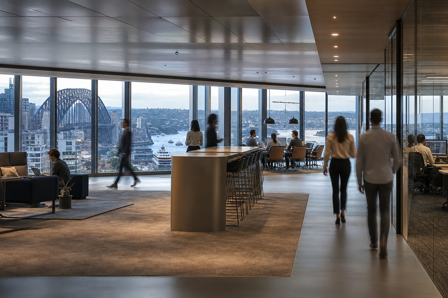 Modern corporate technology workspace